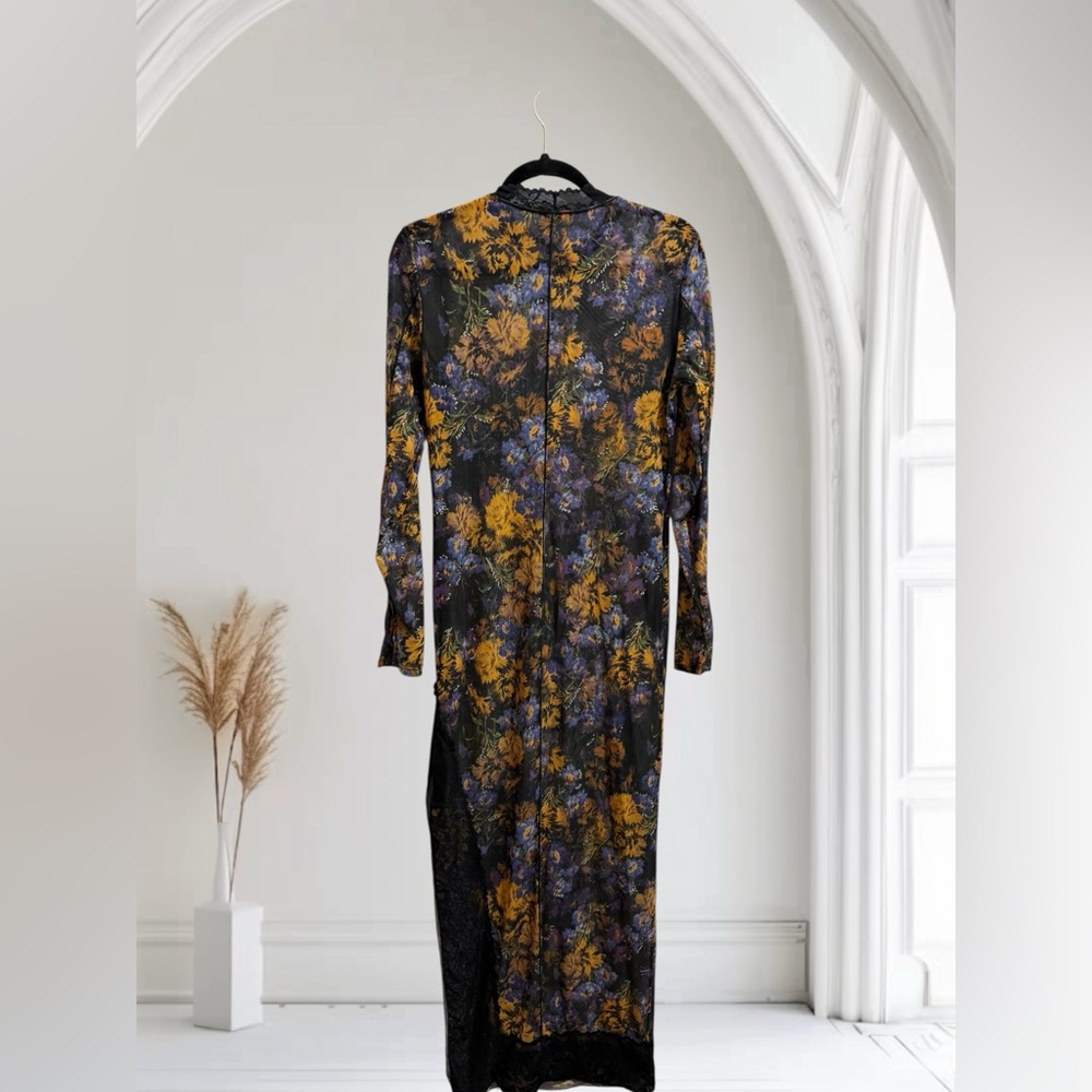 Free People High  Expectations maxi slip dress Size Medium Black Floral Sheer - Picture 2 of 8